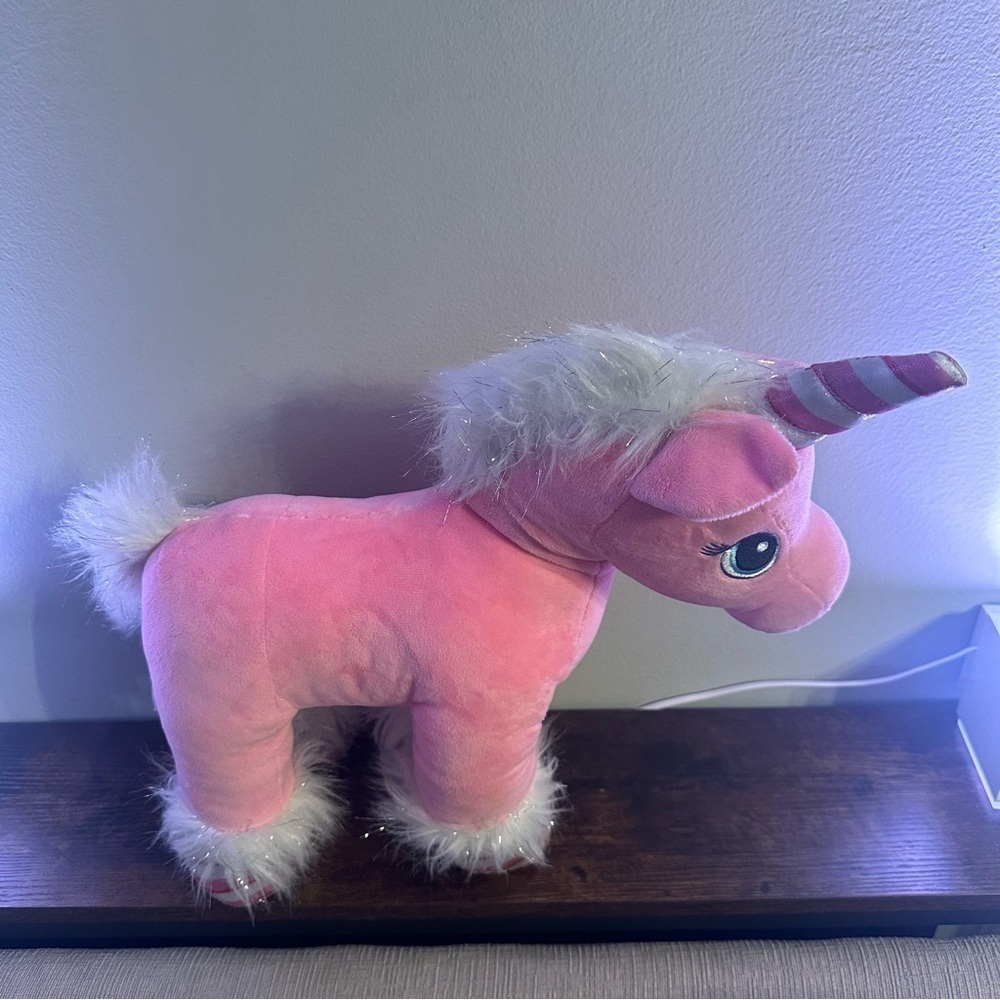 Build A Bear BABW Plush Candy Cane Unicorn Stuffed Animal Pink White Sparkles - Picture 4 of 6